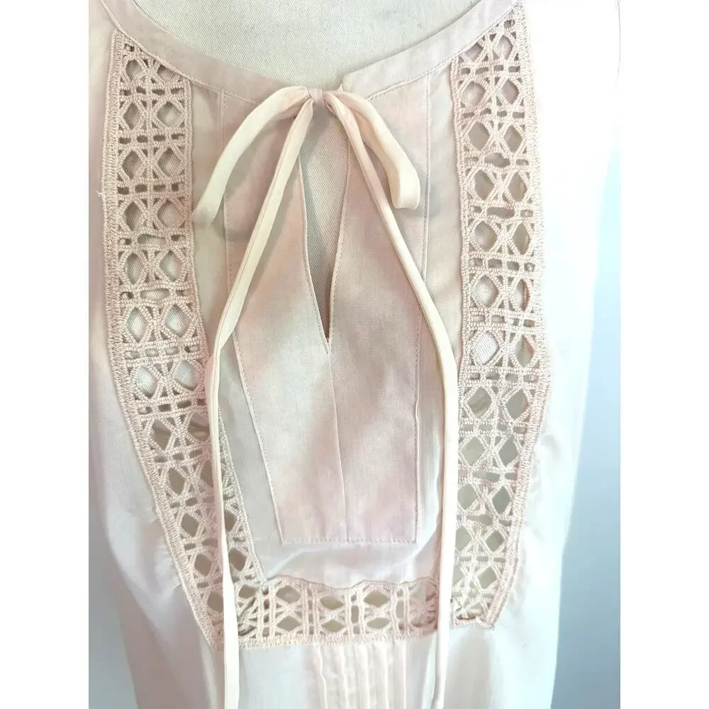 Daniel Rainn Sleeveless Women’s Crochet Tie Front Sheer Top Size Large Bohemian - Picture 2 of 9